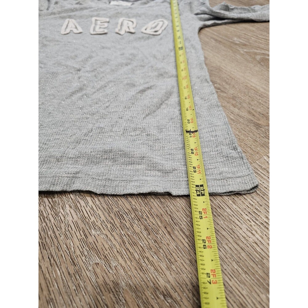 Aeropostale Women's Vtg Y2K Thermal Knit 3/4 Sleeve T-Shirt Metallic Size Large - Picture 5 of 7